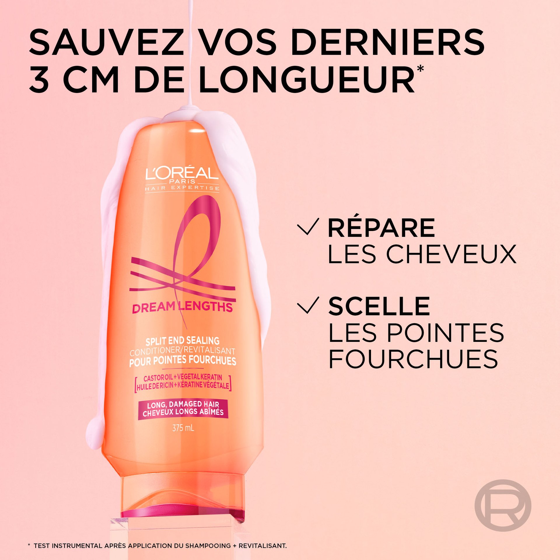 1 bouteille du revitalisant dream length qui répare les cheveux et scelle les pointes fourchues